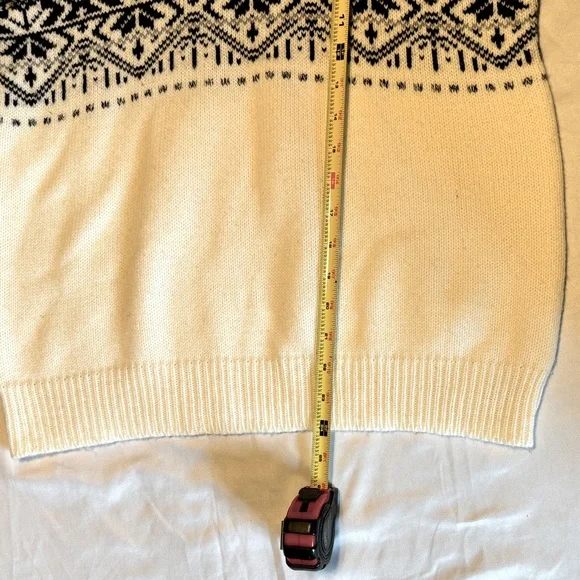 (M) JEANNE PIERRE BLACK & off/WHITE GEOMETRIC DESIGN 1/4 ZIP MOCK TURTLENECK - Picture 8 of 12